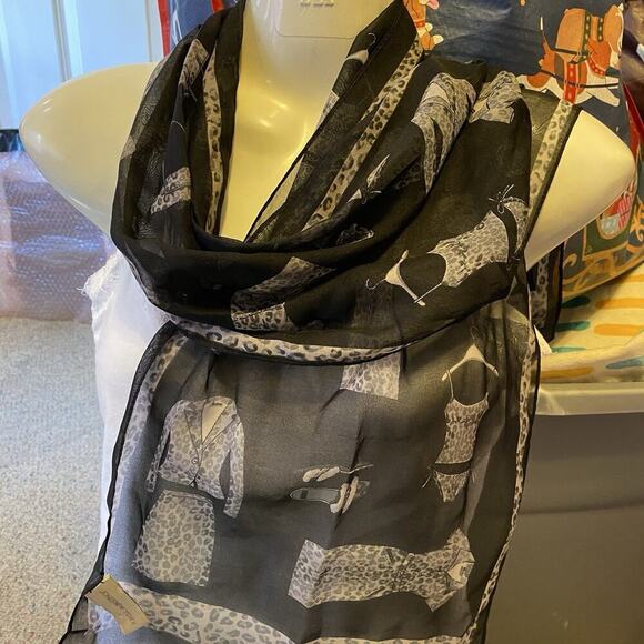 VTG JONES NEW YORK Designer Scarf Wrap 10x52” Long ScarvesiLove Feminine Gothic - Picture 5 of 5